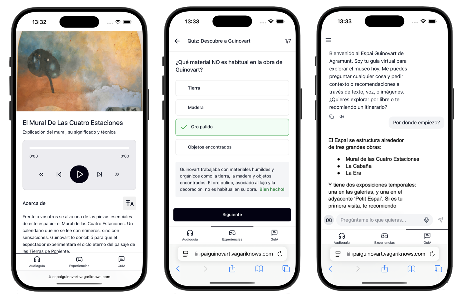 Captura de pantalla de la app del visitante